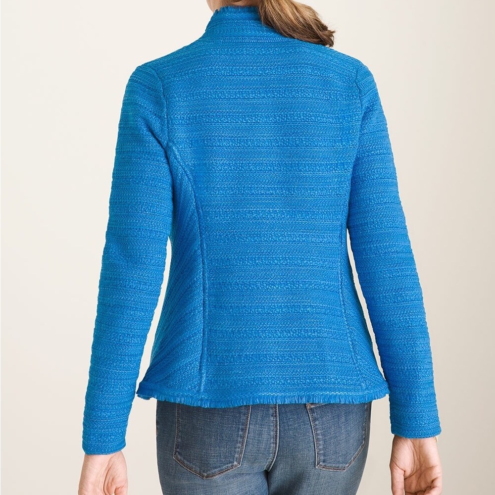 Chico’s Textured Jacket Cardigan Business Wear Simply Cyan 2 US Large - Picture 5 of 12